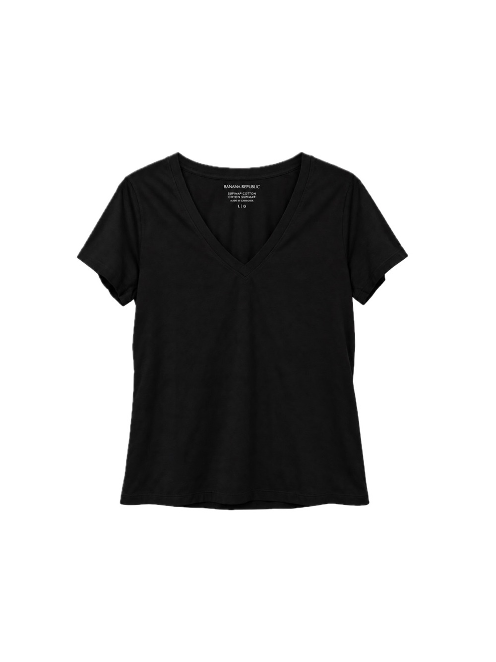 NWT Banana Republic 100% Supima Cotton V-Neck T-Shirt - Black, Size L